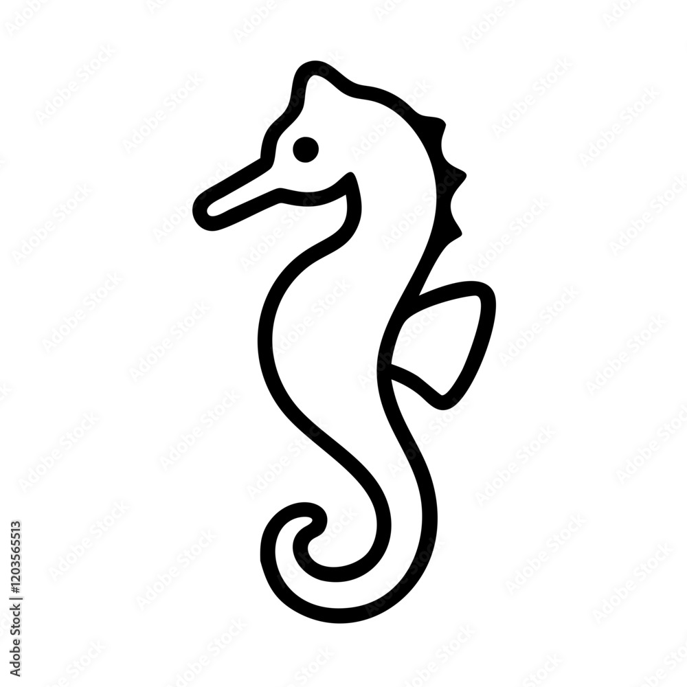 Fototapeta premium Simple Black Seahorse Outline Silhouette Clipart