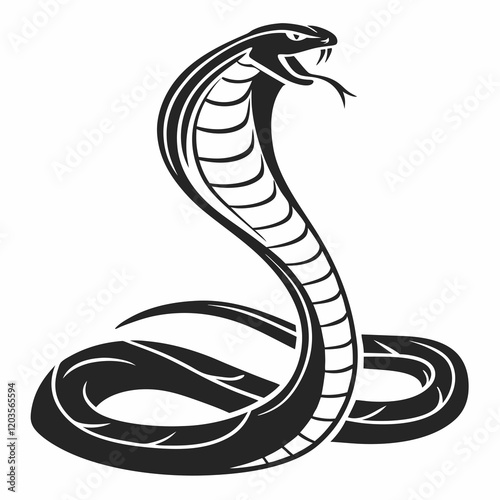 Simple Black Cobra Snake Silhouette Clipart