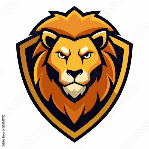 Fierce Lion Mascot Logo with Shield Design photo