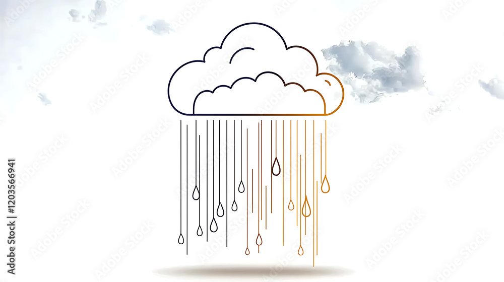 A cloud with raindrops falling from it. generated using AI
