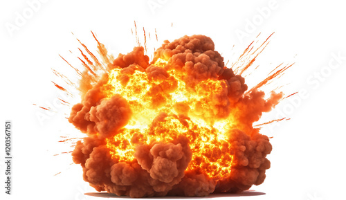 fire explotion isolated on white background PNG.AI GENERATED