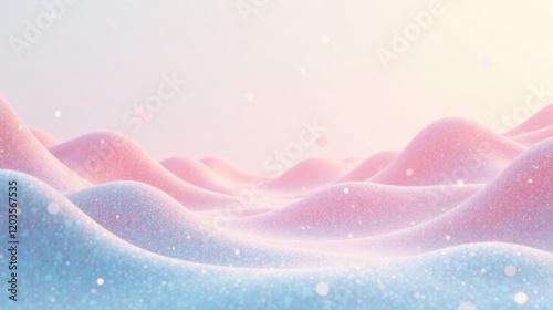 Pastel Dreamland Gentle Rolling Hills of Sparkling Softness Under a Serene Sky