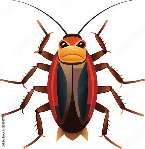 A cartoonish illustration of a cockroach.
