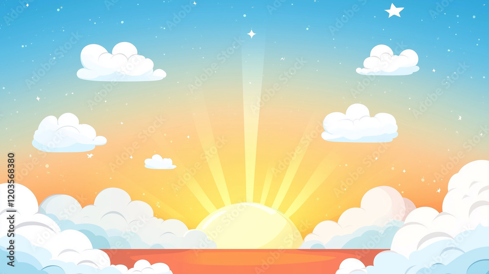 Bright Sunrise with Sunbeams and Clouds Bright Sunrise with Sunbeams and Clouds