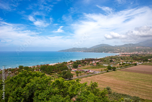 Schilderij op canvas Campania, Cilento, veduta panoramica della marina di Ascea e di Casal Velino, It