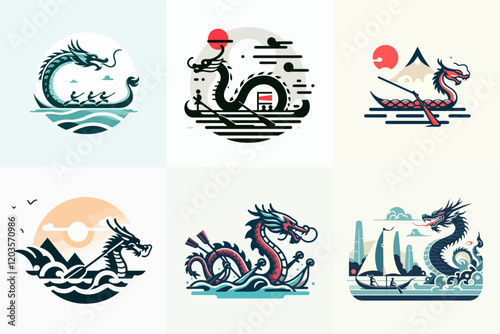 dragon boat illustration set