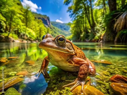 Brown Frog in Mexiquillo Durango Forest Water - Documentary Style Photography photo