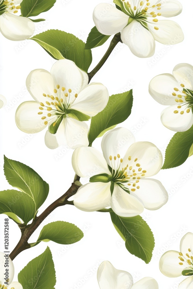 Obraz premium blossoms lush green leaves pattern