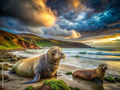 California Coastal Wildlife: Northern Elephant Seals on San Luis Obispo Beach photo