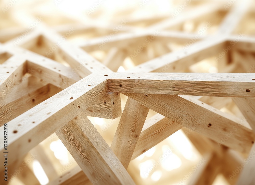 Close-Up View of Intricate Wooden Structure Highlighting Natural Grain and Texture with Soft Lighting, Ideal for Architectural and Design Projects Close-Up View of Intricate Wooden Structure Highlighting Natural Grain and Texture with Soft Lighting, Ideal for Architectural and Design Projects