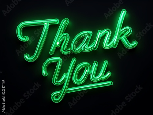 Glowing Green Neon Sign Saying 'Thank You'