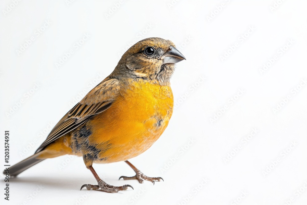 Vibrant Yellow Bird on White Background Vibrant Yellow Bird on White Background