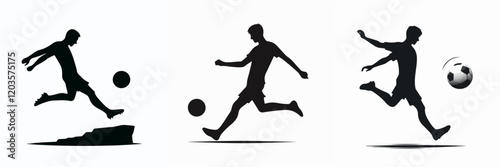 silhouette of person kicking a ball