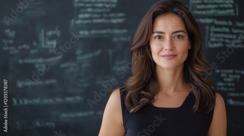 Portrait of Stylish Professional Woman Presenting News on Violet Background