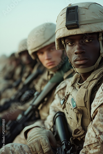 A close-up photograph of a soldier on the battlefield