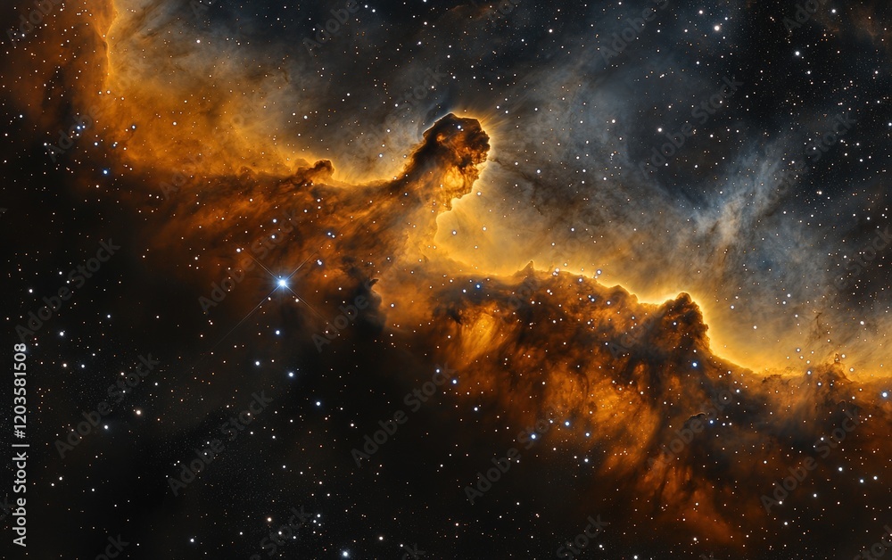 Obraz premium A breathtaking view of a colorful nebula with swirling cosmic dust and glowing stars