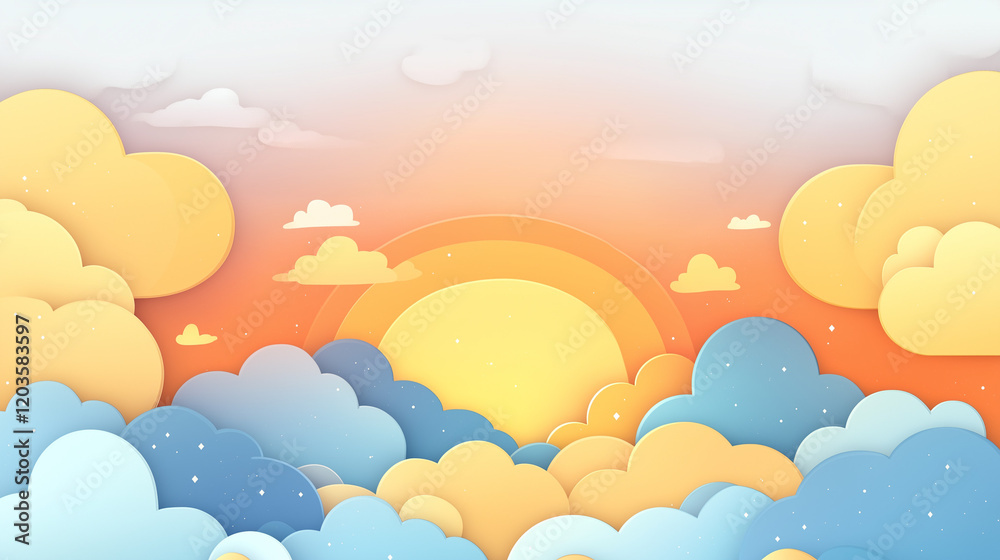 Warm Toned Aesthetic Sky and Clouds Illustration Background Warm Toned Aesthetic Sky and Clouds Illustration Background