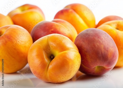 Close-up of Ripe Apricots on White Background – Juicy Summer Fruit Photography