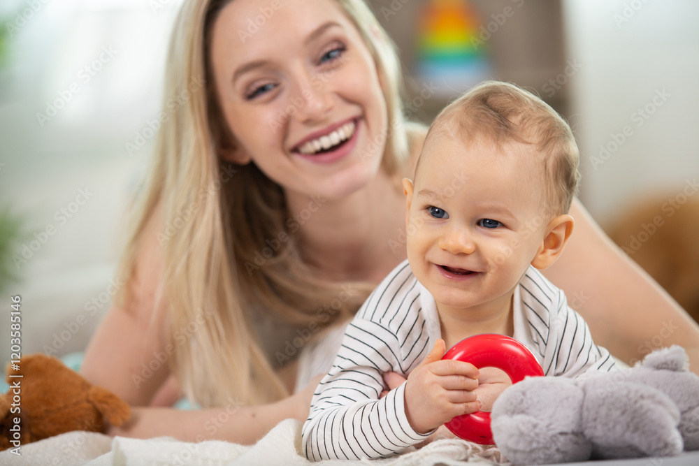 mother and baby at home smiling mother and baby at home smiling