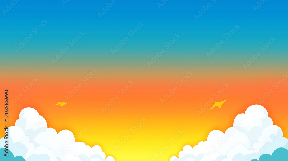 Clouds and Sunset Sky Over Horizon Clouds and Sunset Sky Over Horizon