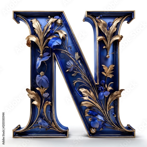 Ornate Floral Letter N