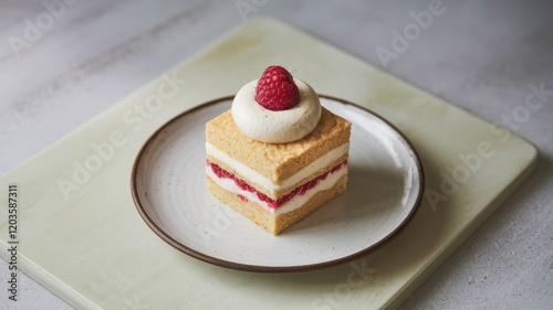 Delicious Raspberry Cake Layered With Cream photo