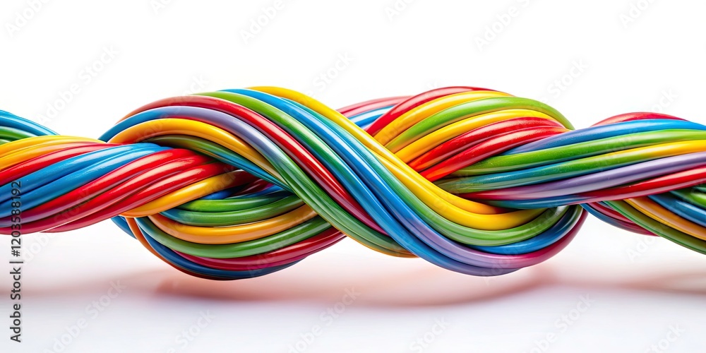 Isolated Electrical Cable Knot on White Background - Close-Up Landscape Photography for Technical and Creative Projects Isolated Electrical Cable Knot on White Background - Close-Up Landscape Photography for Technical and Creative Projects