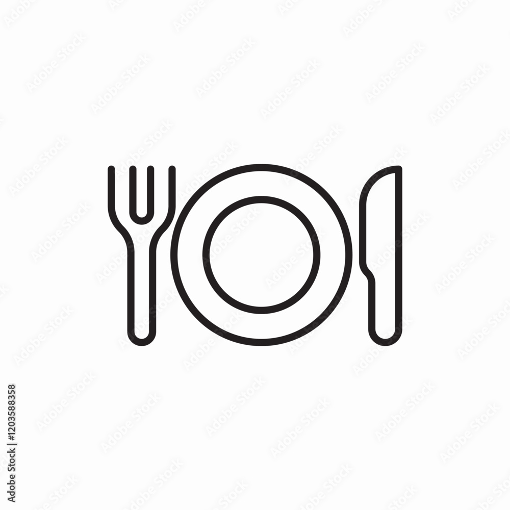 Restaurant food plate dinner icon vector sign Restaurant food plate dinner icon vector sign