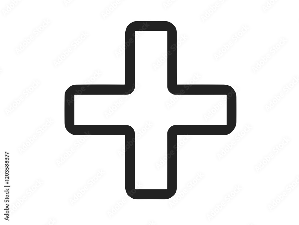 Plus sign illustration in minimalistic style on white background with copy space
Plus sign illustration in minimalistic style on white background with copy space