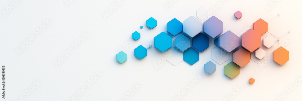 A dynamic molecular network with layered hexagonal patterns in vibrant blues and greens, set against a clean white gradient, A dynamic molecular network with layered hexagonal patterns in vibrant blues and greens, set against a clean white gradient,
