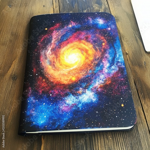 Cosmic Notebook: A captivating notebook features a stunning galaxy design, its swirling nebulae and vibrant colors adding a touch of cosmic wonder to everyday tasks.