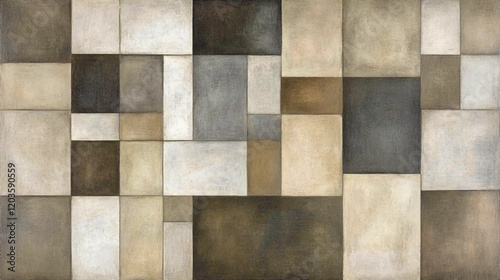 Wallpaper Mural Abstract Geometric Beige Brown Gray Canvas Painting Torontodigital.ca