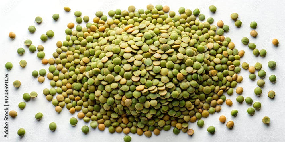 Minimalist Green Lentil Seeds - Lens Culinaris, Top View, Scattered Dried Lentils, Natural Plant Protein Source, Vegan Food Alternative, Healthy Lifestyle, Nutrition, Plant-Based Diet Minimalist Green Lentil Seeds - Lens Culinaris, Top View, Scattered Dried Lentils, Natural Plant Protein Source, Vegan Food Alternative, Healthy Lifestyle, Nutrition, Plant-Based Diet