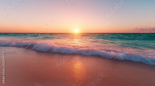 A breathtaking sunset illuminating the sky and ocean with vibrant colors, creating a romantic atmosphere on a peaceful beach and stirring deep emotions in viewers.