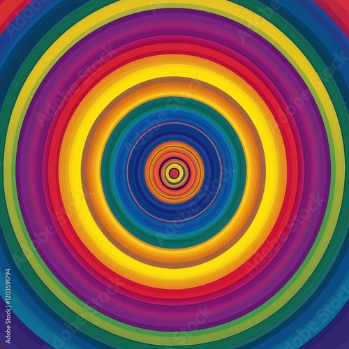 Colorful concentric circles in rainbow spectrum	