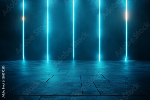 Wallpaper Mural futuristic space with glowing neon lines and dark atmosphere creates dynamic ambiance Torontodigital.ca