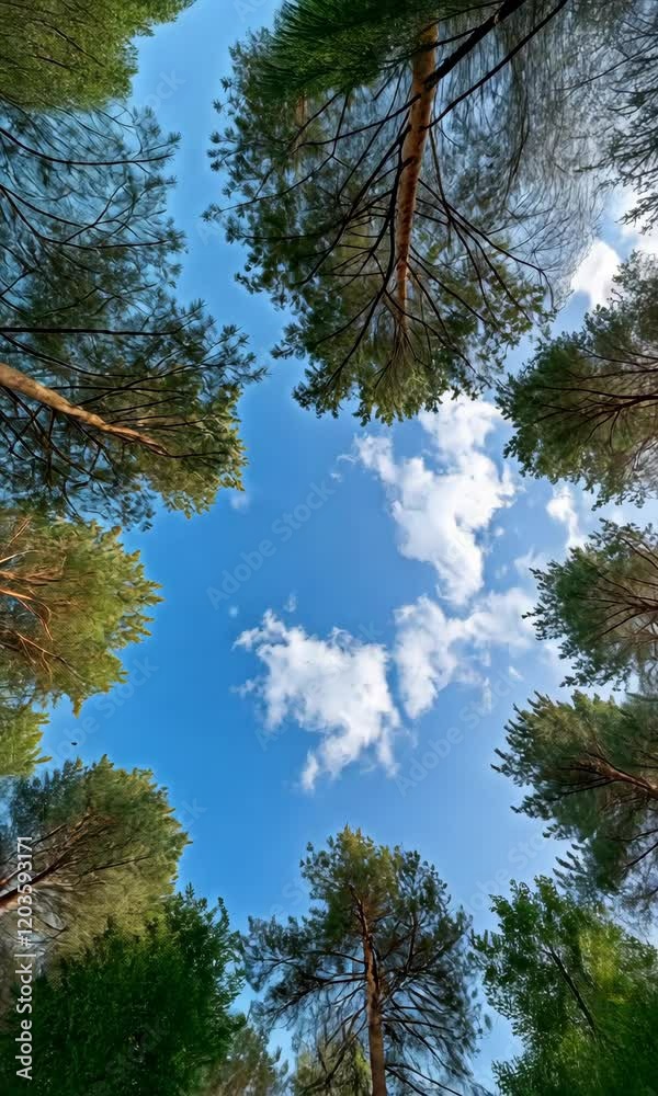 A forest with a blue sky above it A forest with a blue sky above it