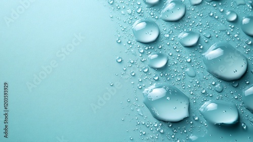 Wallpaper Mural Water drops a light turquoise background creating a refreshing design with a realistic texture of fresh droplets and dewy bubbles scattered across the surface Torontodigital.ca