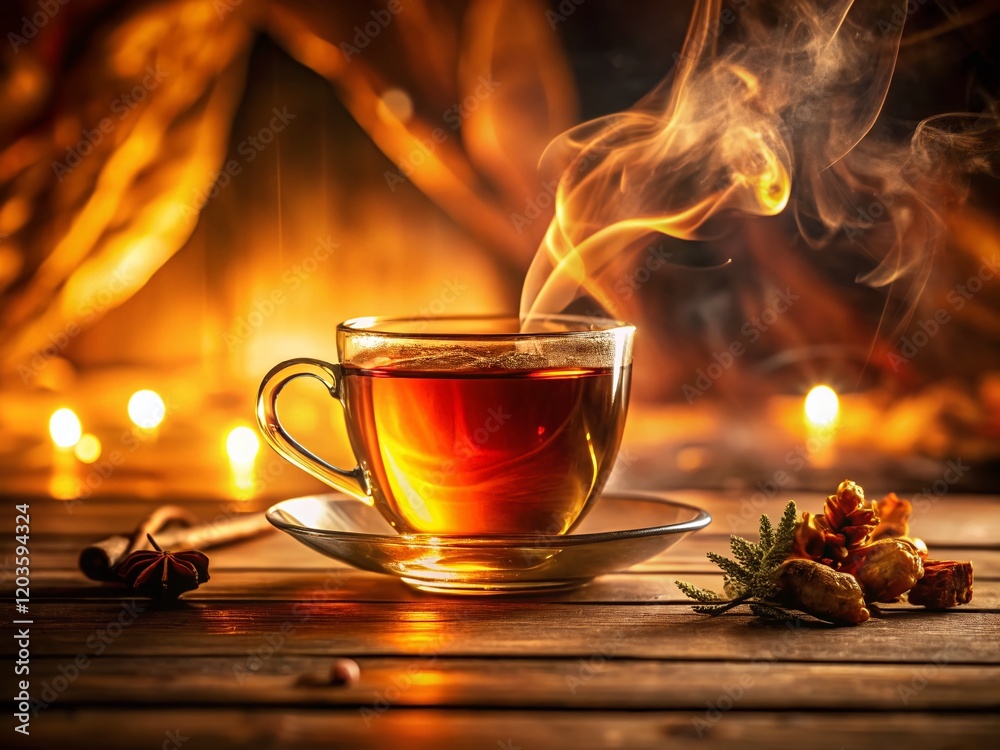 Cozy Autumn Evening: Warmth and Comfort in a Steam-Rising Teacup Cozy Autumn Evening: Warmth and Comfort in a Steam-Rising Teacup