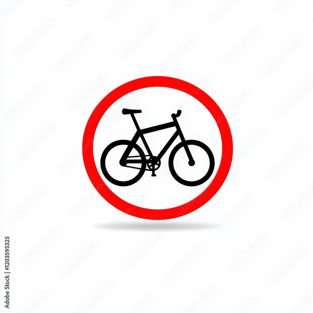 Bicycle sign with red circle indicating no bicycles allowed in restricted area Bicycle sign with red circle indicating no bicycles allowed in restricted area