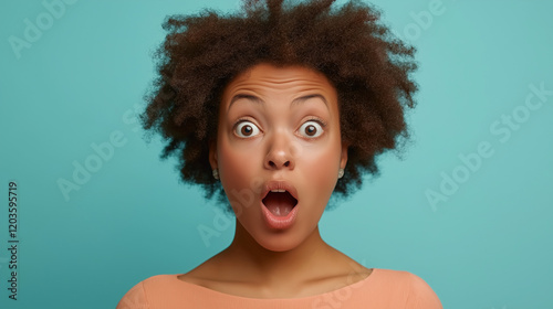 Beautiful Surprised Woman Pointing Aside with Blank Space for Advertising Content