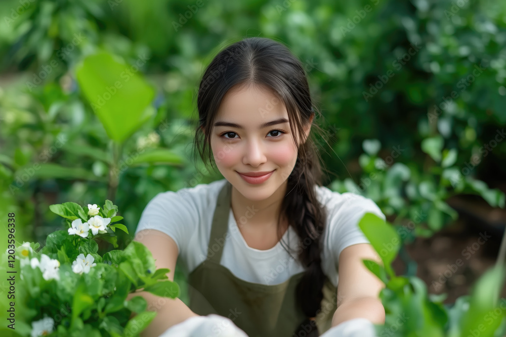 Portrait of beautiful young asian woman working in the garden Portrait of beautiful young asian woman working in the garden