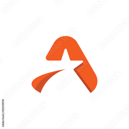 Free Download Dynamic Orange Star Logo Design with A letter - GFXLoad