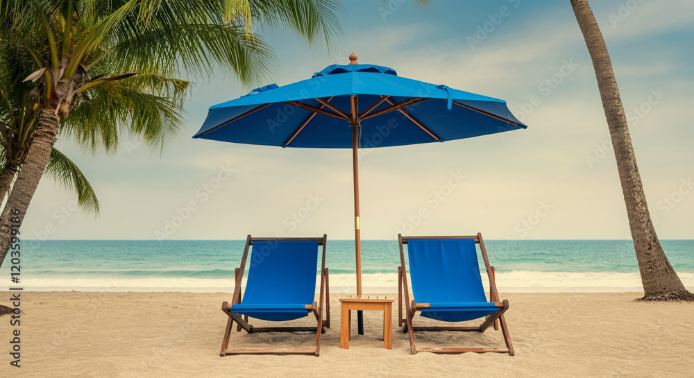A wide shot of a beach scene
