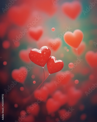 red hearts valentine day love bokeh background