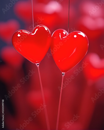 red hearts valentine day love bokeh background