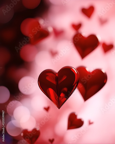 red hearts valentine day love bokeh background
