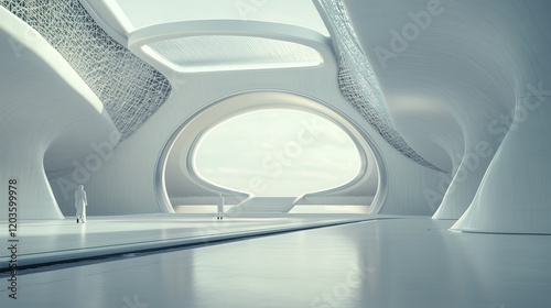 futuristic white architectural structure background
