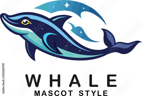 Whale logo Mascot Style design animal giant fish on world's sea concept vector isolated with white background. photo