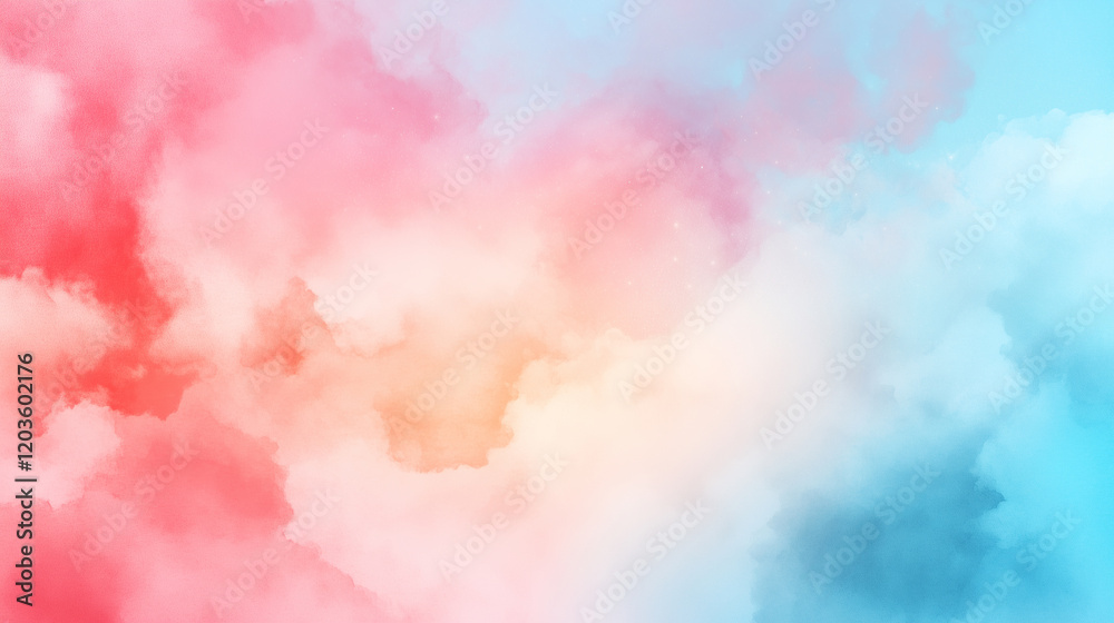 Soft pastel clouds in shades of pink, orange, and blue create dreamy atmosphere. Soft pastel clouds in shades of pink, orange, and blue create dreamy atmosphere.